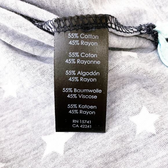 Cozy Zoe Star Print Button Front Long Sleeve Pajama PJ Top Navy Blue size S NWOT - Picture 9 of 11